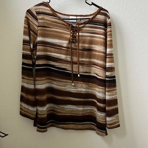 Brown Striped Top, Size L